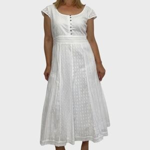 Per Una White Buttoned Midi Cotton Sundress Fully Lined By Market & Spruce